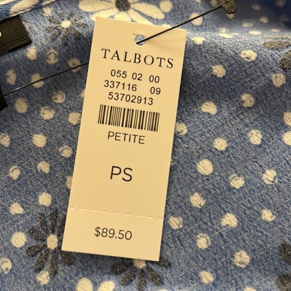 Talbots Blue Wave Daisy Dots Wrap Top Blouse Sz SP Petite cute long sleeve - NWT - Picture 4 of 7